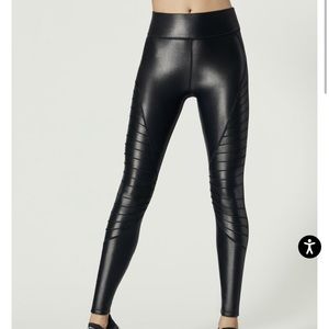 Carbon38 Glossy Moto Legging Black Small